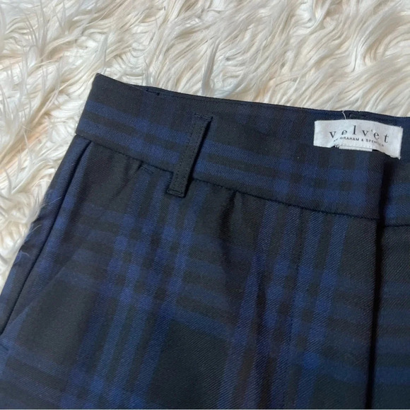 NWOT Velvet by Graham & Spencer Plaid Straight Leg Allison Pants Blue Black 4 - Picture 6 of 11